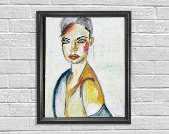 Retrato de la mujer, arte de la pared, pintura abstracta moderna, decoración de la pared, pintura al óleo, gran regalo, arte de la pared del hogar, decoración de la sala de estar, pintura de las mujeres