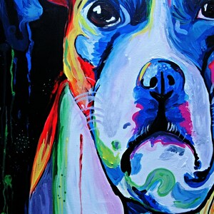 Dog Painting, Puppy Dog Art, Original Painting, Rainbow Dog Art, Wall Decor, Pet Painting, Home Decor, Wall Art, Animal Art, One of a Kind image 3