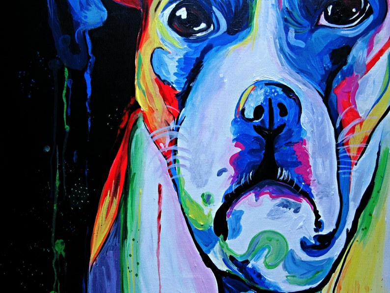 Dog Painting, Puppy Dog Art, Original Painting, Rainbow Dog Art, Wall Decor, Pet Painting, Home Decor, Wall Art, Animal Art, One of a Kind image 3
