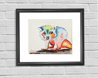 Raccoon Painting, Woodland Nursery Art, Raccoon, Nursery Woodland Animal, Raccoon Art, Nursery Wall Decor, Woodland Decor, Forest Creatures