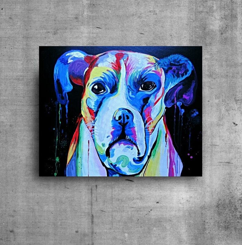 Dog Painting, Puppy Dog Art, Original Painting, Rainbow Dog Art, Wall Decor, Pet Painting, Home Decor, Wall Art, Animal Art, One of a Kind image 1