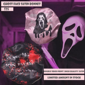 Back order )Spooky Face Halloween Satin Hair Bonnet |Double-sided design |Silky Satin Sleeping Bonnet, Hair Bonnet for Women|Bonnet haircare
