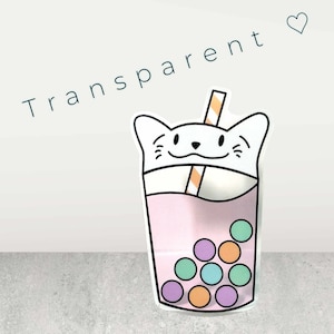 Transparante Kawaii Kitty Boba