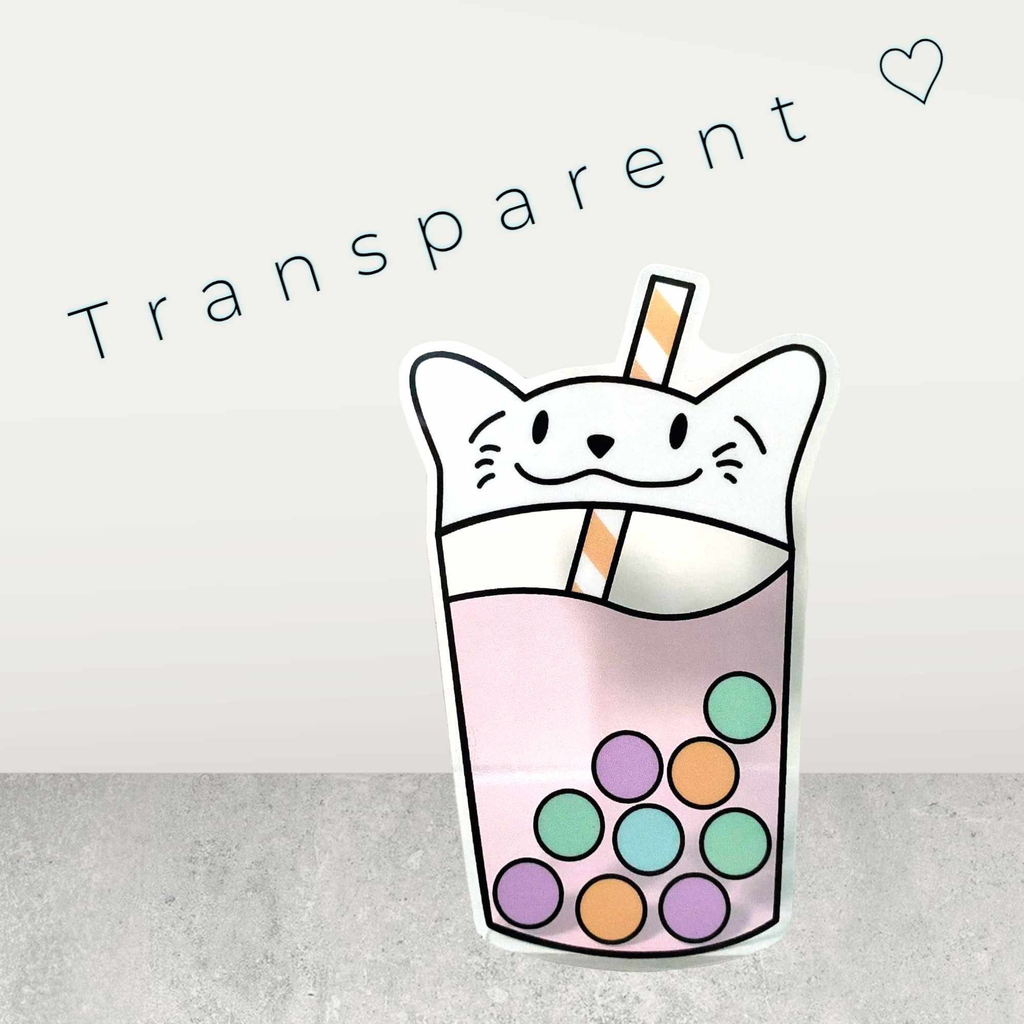 Transparent Kawaii Kitty Boba