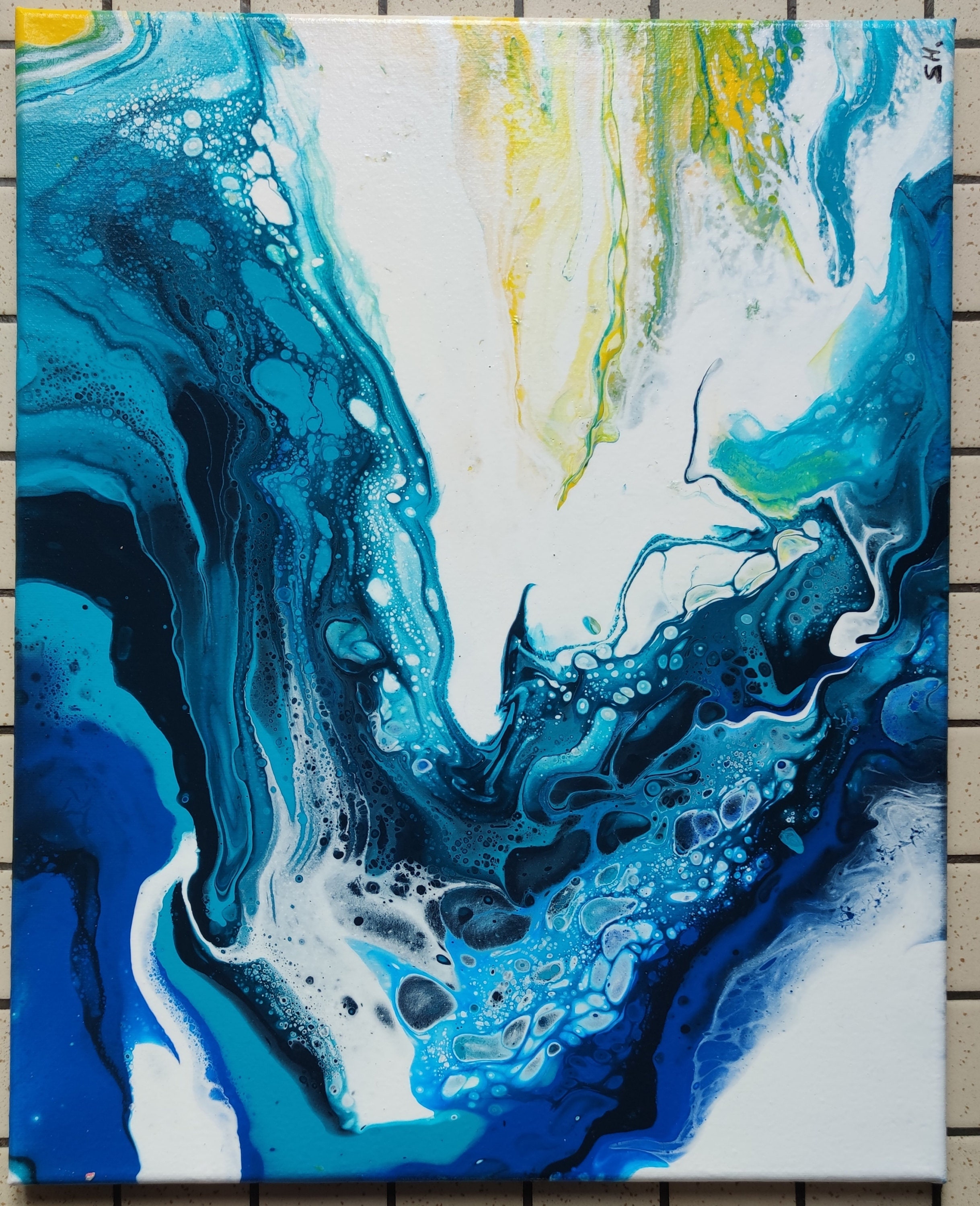 Tableau Acrylique Abstrait Pouring Abstract Acrylic Painting Etsy