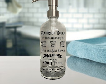 Dispensador de jabón con reglas de baño, decoración divertida para el baño