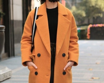 orange wool coat womens