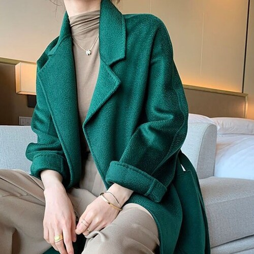 CORINNE Dark Green Longline Australian Wool Coat jacket women trendy beautiful fashion stylish fashionista feminine