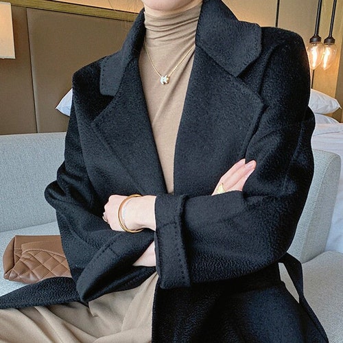 CORINNE Black Longline Australian Wool Coat jacket women trendy beautiful fashion stylish fashionista feminine