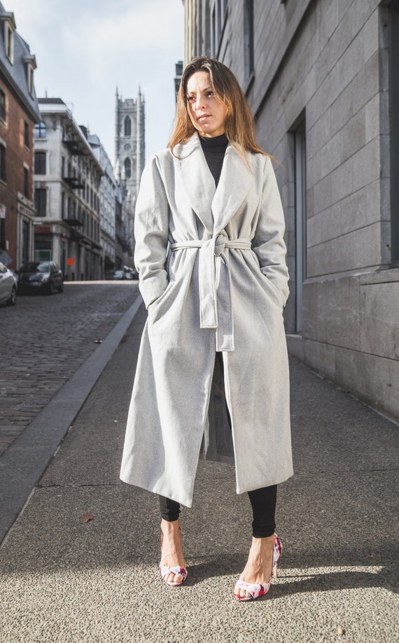 grey wrap coat womens
