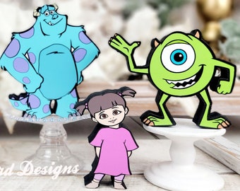 Monsters Inc Tiered Tray Decorations -  Sulley, Disney Mike Wazowski and Boo Wood Decor