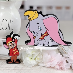 Disney Dumbo Tiered Tray Decor - Classic Movie Wood Decorations - Timothy the Circus Mouse