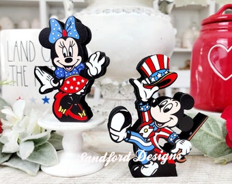 Mickey 4th of July Tiered Tray Decor - Disney Minnie Patriotic Decor - Disney Home Decor
