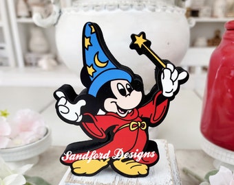 Mickey Sorcerer Wood Decor: Fantasia Tiered Tray Decoration