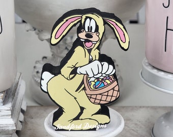 Disney Goofy Easter Bunny Decoration - Goofy Bunny tray decor -  Disney Bunny Decor