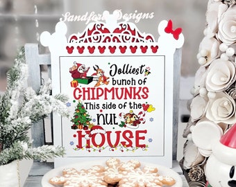 Jolliest bunch of Chipmunks Christmas sign, Chip n Dale Disney Christmas Decorations