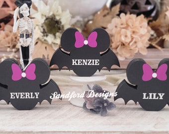 Personalized Mickey and Minnie Halloween Bats, Disney Halloween Decor