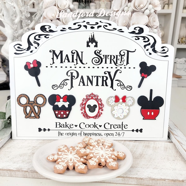 Disney Main Street Pantry sign - Disney kitchen Decor -  Disney Park Snack Decor - Mickey Pretzel