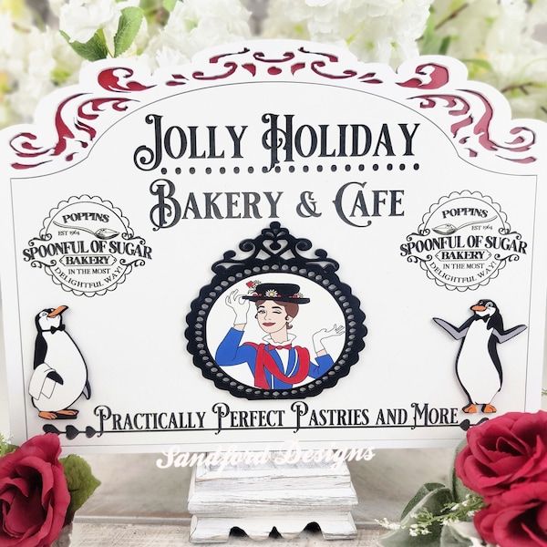 Mary Poppins 3D Wood Sign: Bakery & Cafe Decor