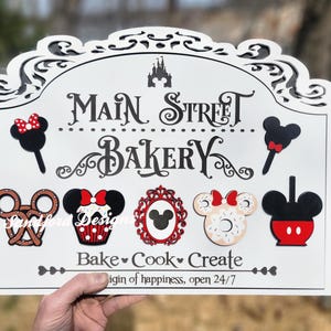 Disney Park Main Street Bakery Sign - Disney 3d Wood Sign - Mickey Pretzel