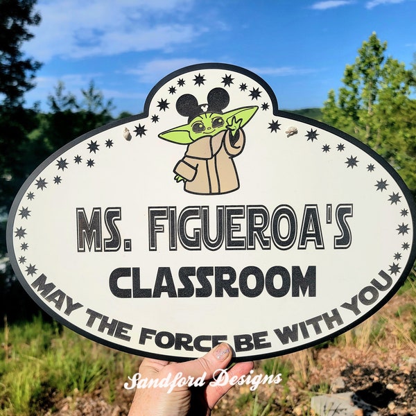 Baby Yoda Grogu Star Wars Teacher Sign -  Disney Teacher appreciation Gift -  Star Wars Classroom decor