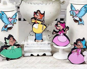 Cinderella Mice Perla, Suzy, Mary and Blossom decorations - Bibbidi Bobbidi Boo Tiered Tray decor