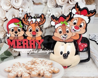 Magical Chip n Dale Christmas Decor,  Disney Reindeer Decor, Vintage Disney Christmas Decor