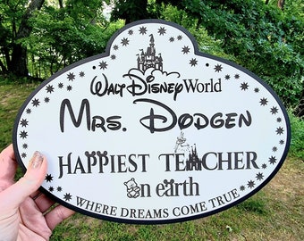 Happiest Teacher on Earth Disney Teacher Wood Sign - Appreciation Gift - Winnie the Pooh
