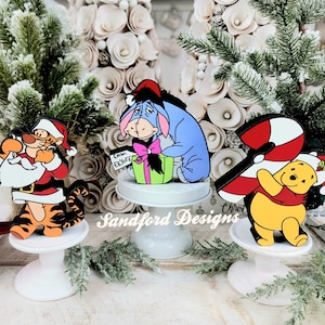 Pooh Bear, Piglet, Tigger, and Eeyore Tray Decor, Disney Christmas Self-Standing Decor