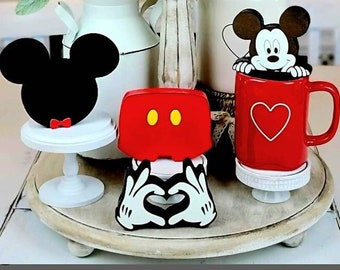 Mickey Birthday Tiered Tray Decor - Mickey Mouse Classic Decorations, Mickey heart hands