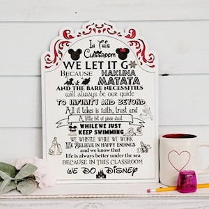 Disney Classroom Rules Sign, Disney Wall Art, Disney house rules, Disney teacher gift
