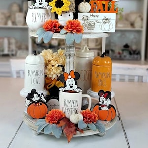 Mickey and Minnie Farmhouse Fall Tray Decor, Disney Thanksgiving Decor, Pumpkin Decorations