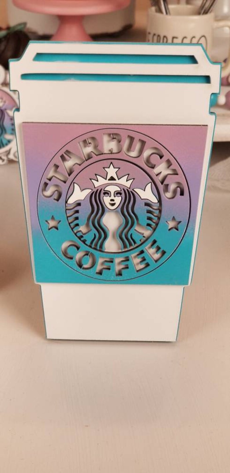 starbucks wooden tray