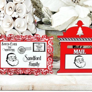 Personalized Santa Letter, North Pole Theme tiered tray Holiday Christmas Gift Mailbox & Letter inches