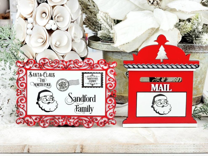 Personalized Santa Letter, North Pole Theme tiered tray Holiday Christmas Gift Mailbox & Letter inches