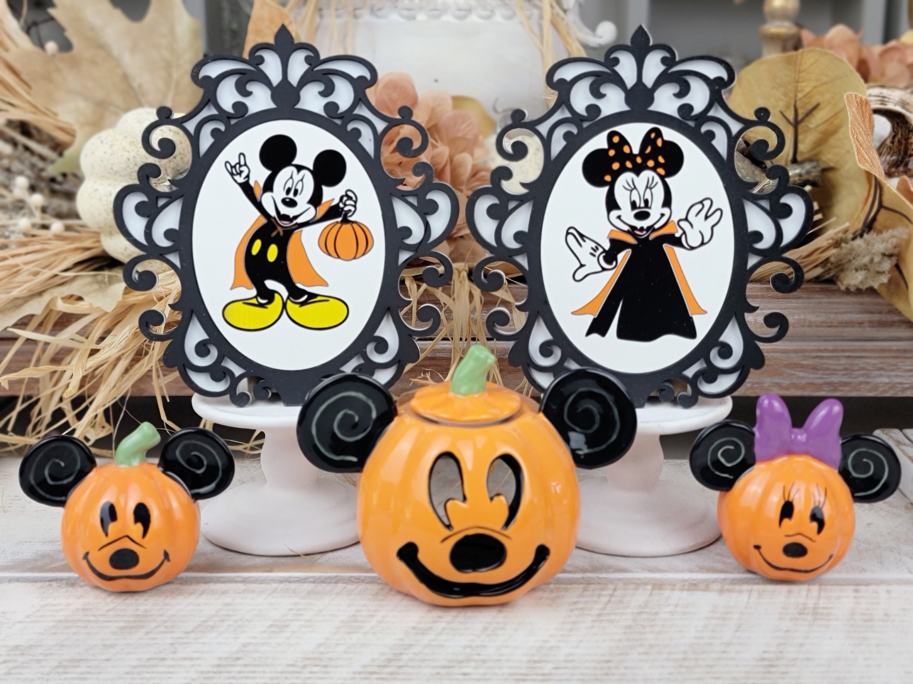 Mickey and Minnie Vampires, Disney Halloween Tiered Tray Decor