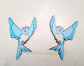Cinderella Blue Bird Wood Decoration -  Disney Birds Wall Art - Bibbidi Bobbidi Boo Decor