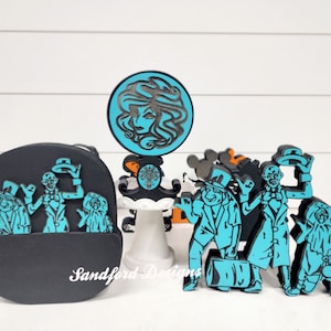 Disney Haunted Mansion Tiered Tray Decor, Hitchhiking Ghosts Wood Signs - Foolish Mortals