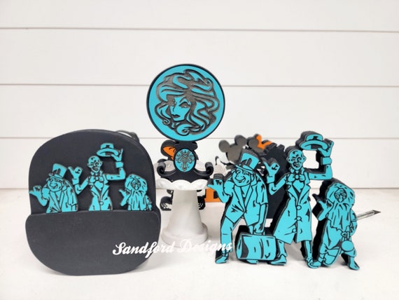 Disney Haunted Mansion Tiered Tray Decor, Hitchhiking Ghosts Wood Signs - Foolish Mortals