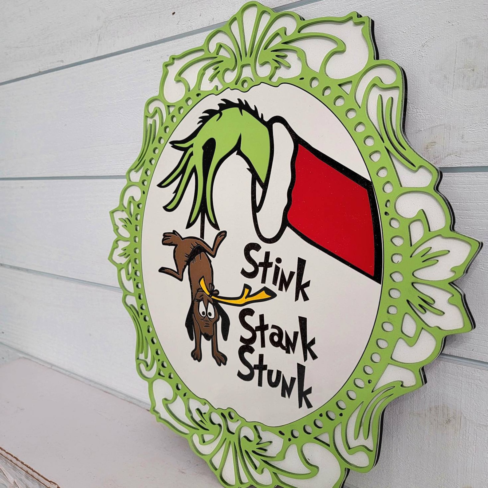 Grinch Hand Door Hanger Grinch Door Sign Grinch Decor Etsy