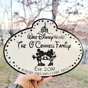 Personalized Mickey family Cast Member Sign - Disney Custom Name Tag for Stroller,  Home Decor