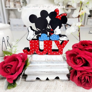 Mickey and Minnie 4th of July Tiered Tray Decor - Disney Wood Signs- Patriotic Table Decor -