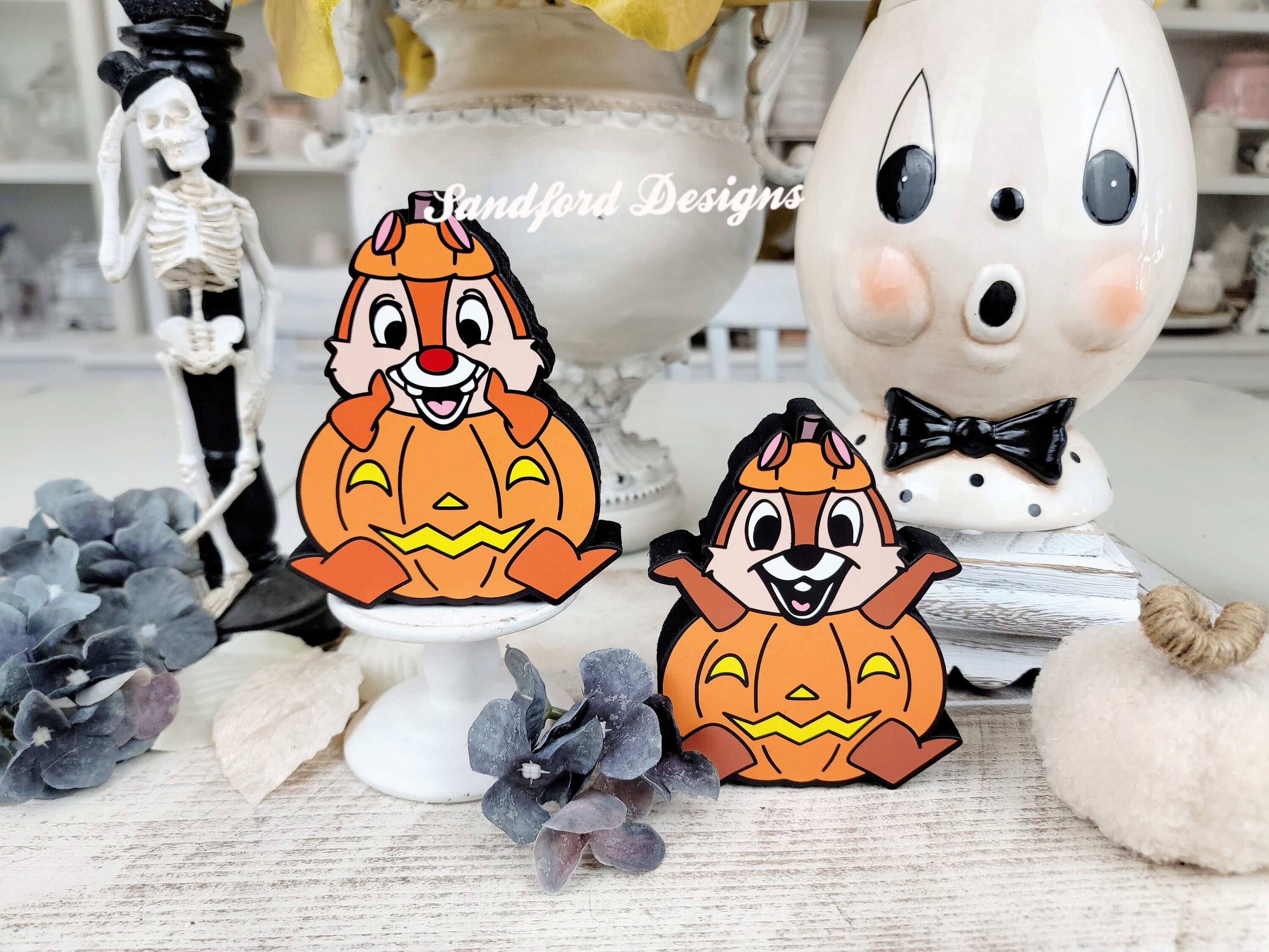 Chip N Dale Halloween Pumpkins Tiered Tray Decor, Disney Farmhouse