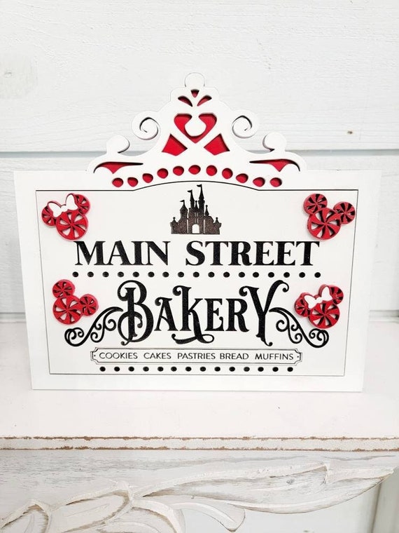 Magical Christmas Main Street peppermint bakery sign - Disney kitchen Christmas decorations