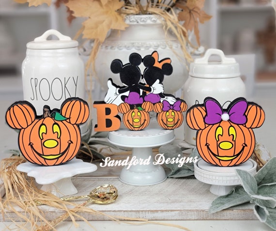 Mickey and Minnie Halloween Pumpkin Tiered Tray  Decor - Disney Jack o Lantern, Fall Home decor