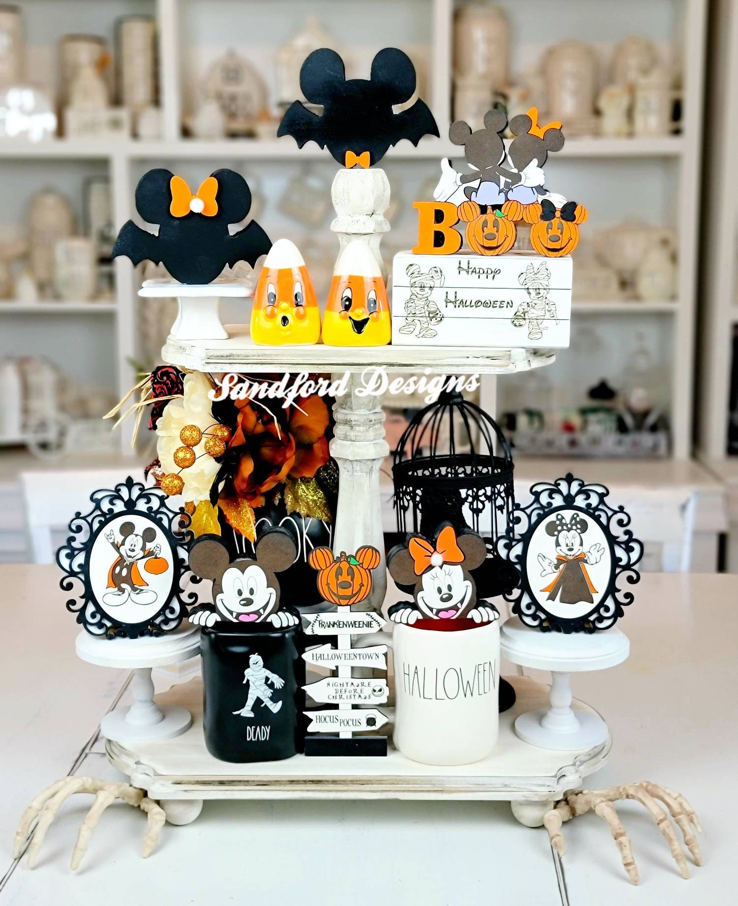 Mickey Halloween Tiered Tray Decor Mickey and Minnie Halloween ...