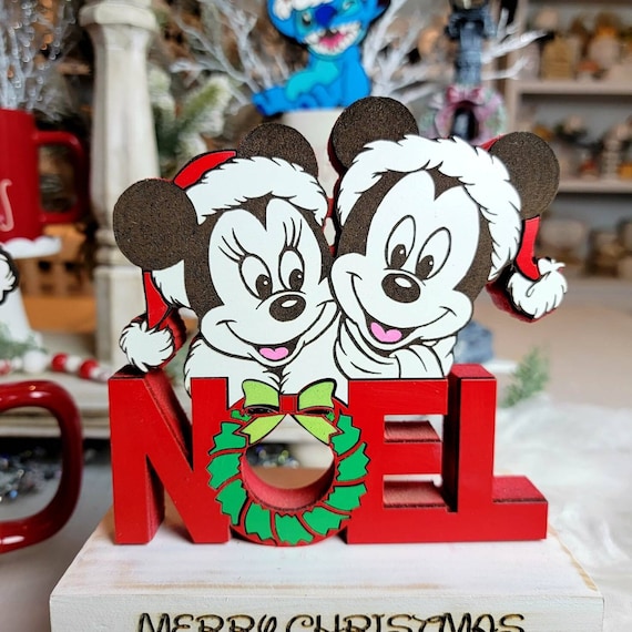 Mickey and Minnie Christmas Decorations, Mickey and Minnie Tier Tray decor, Disney Christmas Presents, Noel Christmas Decor