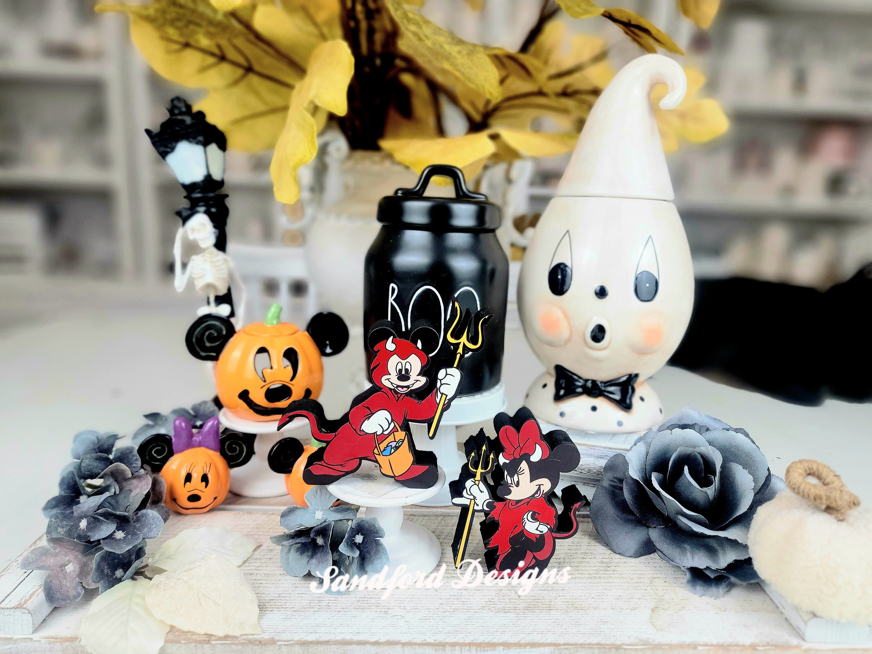 Minnie Devil Mickey and Minnie Devil Tiered Tray Decorations - Disney Halloween Wood ...