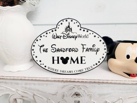 Personalized Mickey family Cast Member Sign - Disney Custom Name Tag for Stroller,  Home Decor