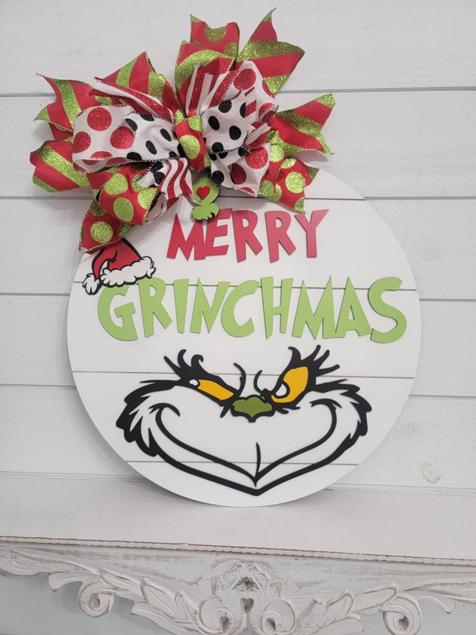 Grinch Door Hanger Merry Grinchmas Door Hanger Christmas Etsy